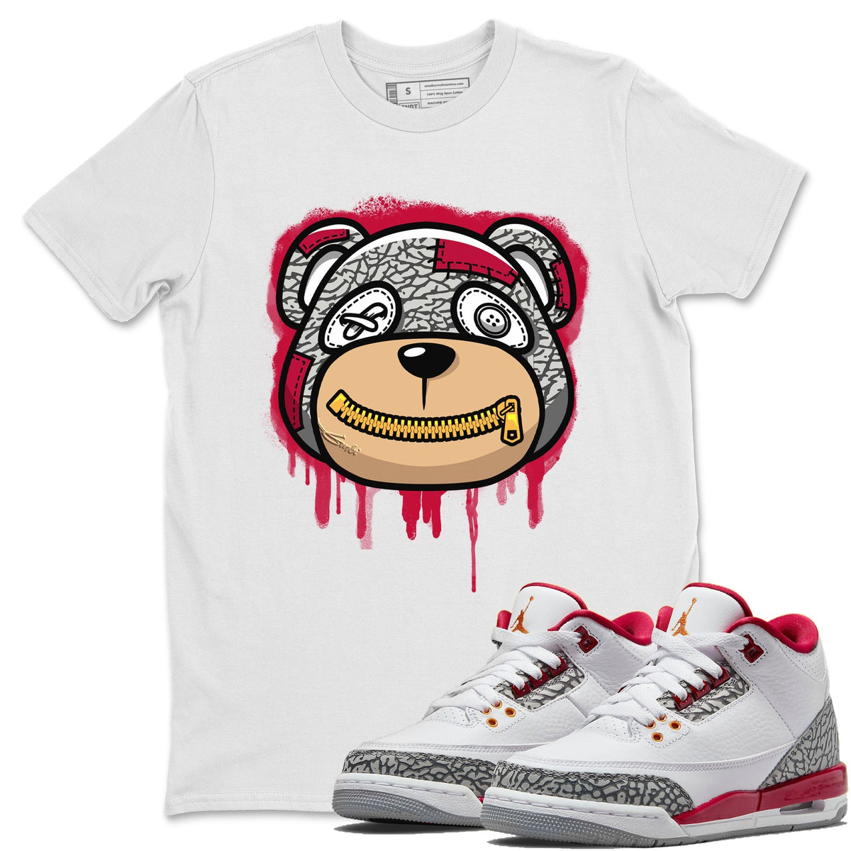 Bear Face Unisex Shirts - Air Jordan 3 Cardinal