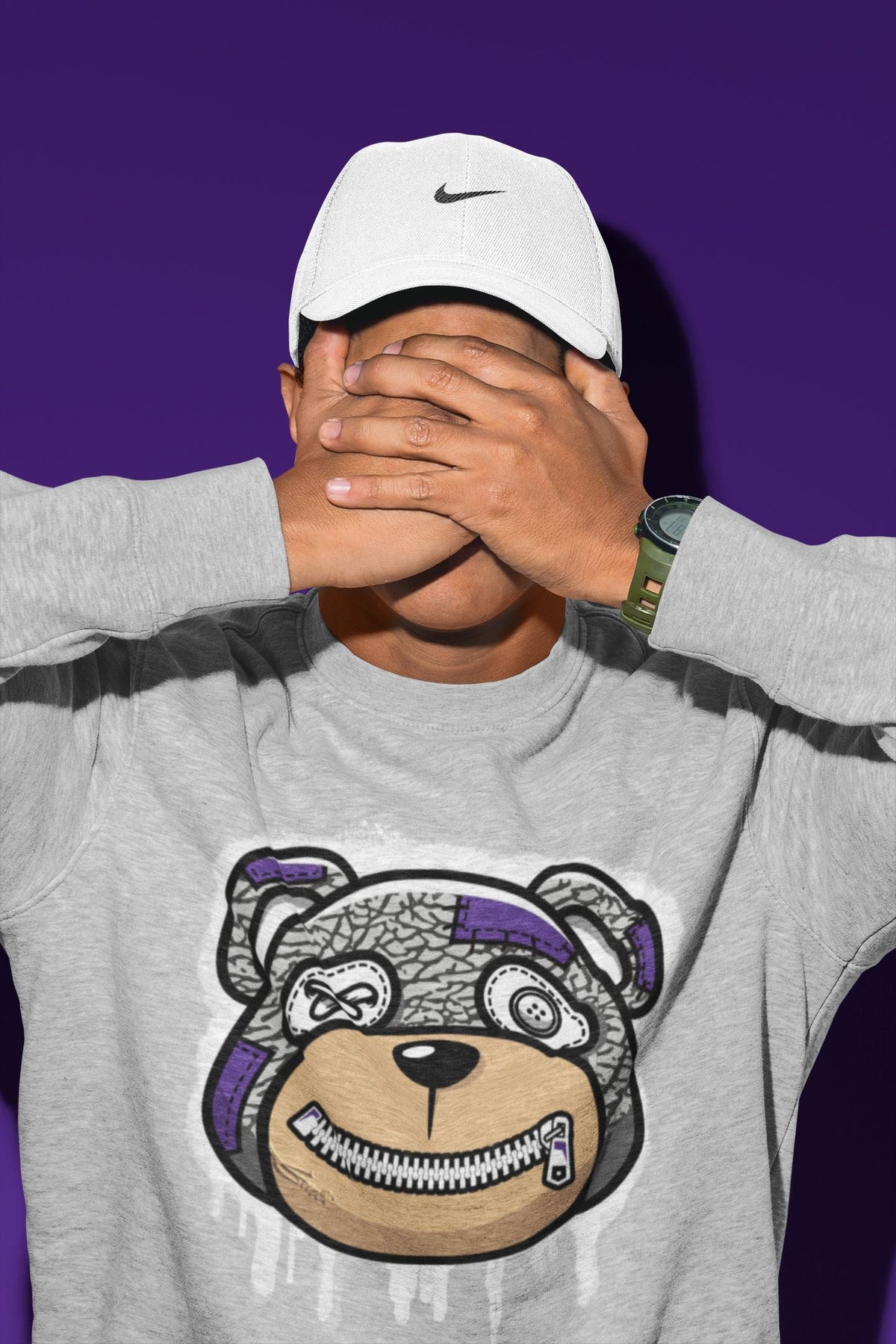 Jordan 3 Dark Iris Sneaker Matching T-Shirt Bear Face Sneaker Tees Jordan 3 Dark Iris Sneaker Release Tees Crew Neck Tees