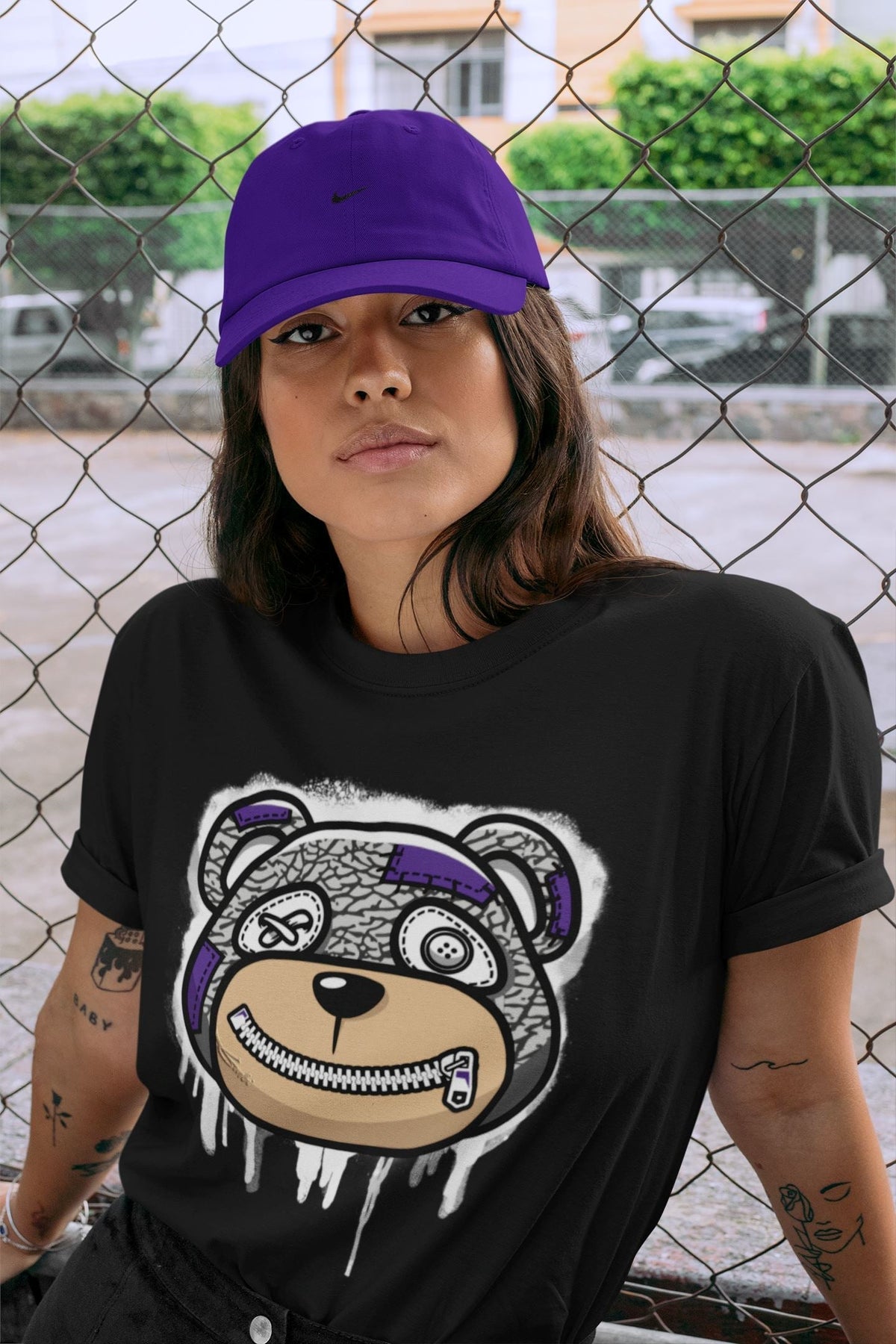Jordan 3 Dark Iris Sneaker Matching T-Shirt Bear Face Sneaker Tees Jordan 3 Dark Iris Sneaker Release Tees Crew Neck Tees
