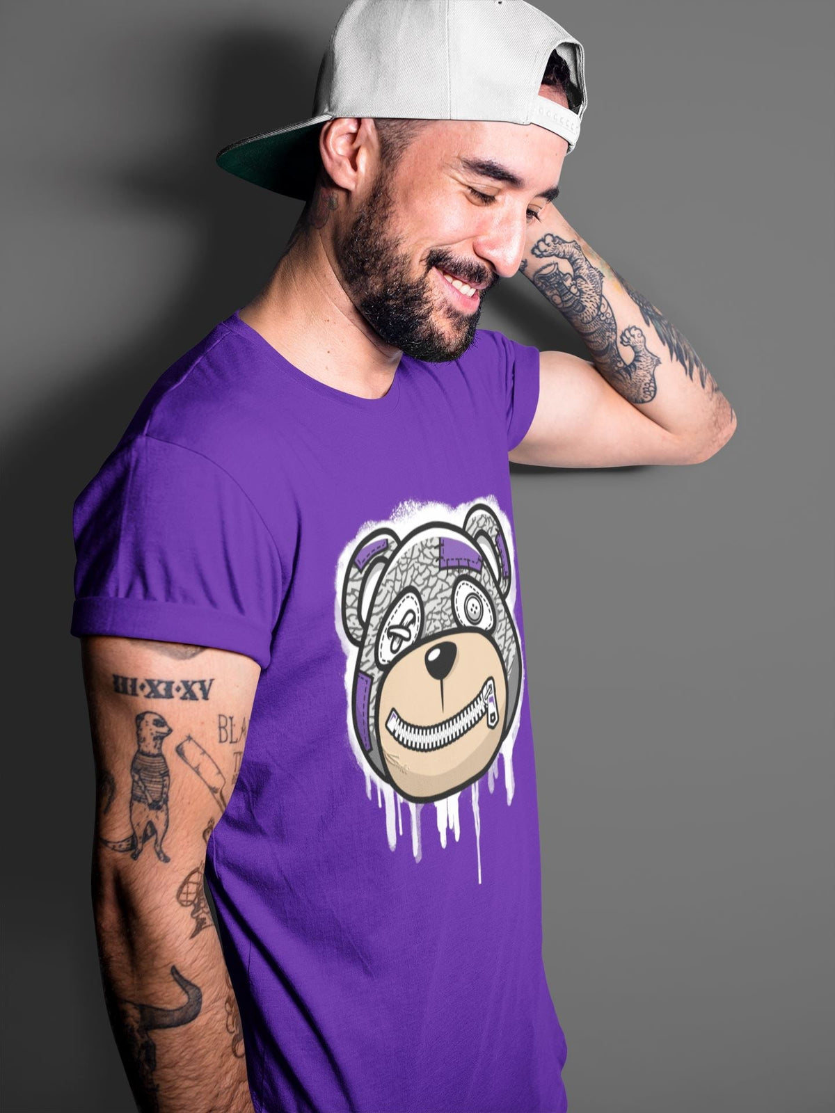 Jordan 3 Dark Iris Sneaker Matching T-Shirt Bear Face Sneaker Tees Jordan 3 Dark Iris Sneaker Release Tees Crew Neck Tees