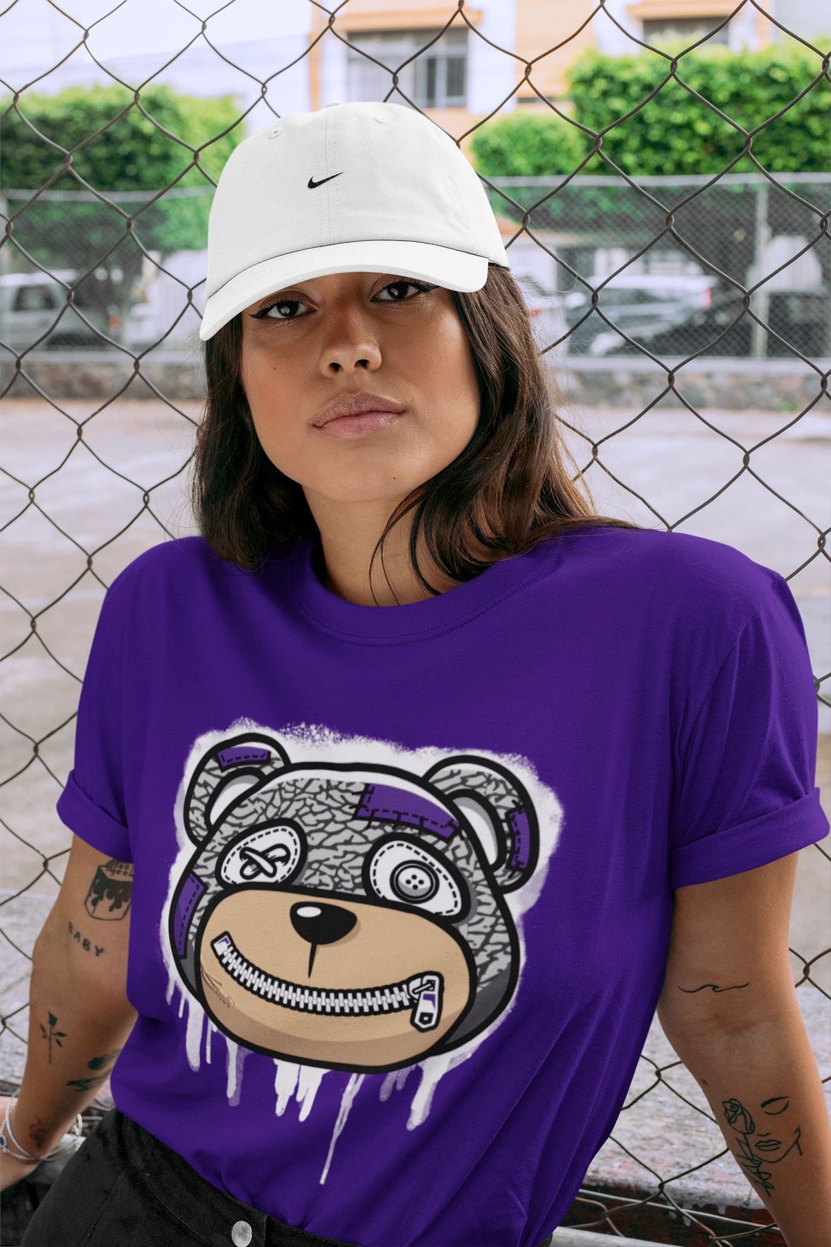 Jordan 3 Dark Iris Sneaker Matching T-Shirt Bear Face Sneaker Tees Jordan 3 Dark Iris Sneaker Release Tees Crew Neck Tees