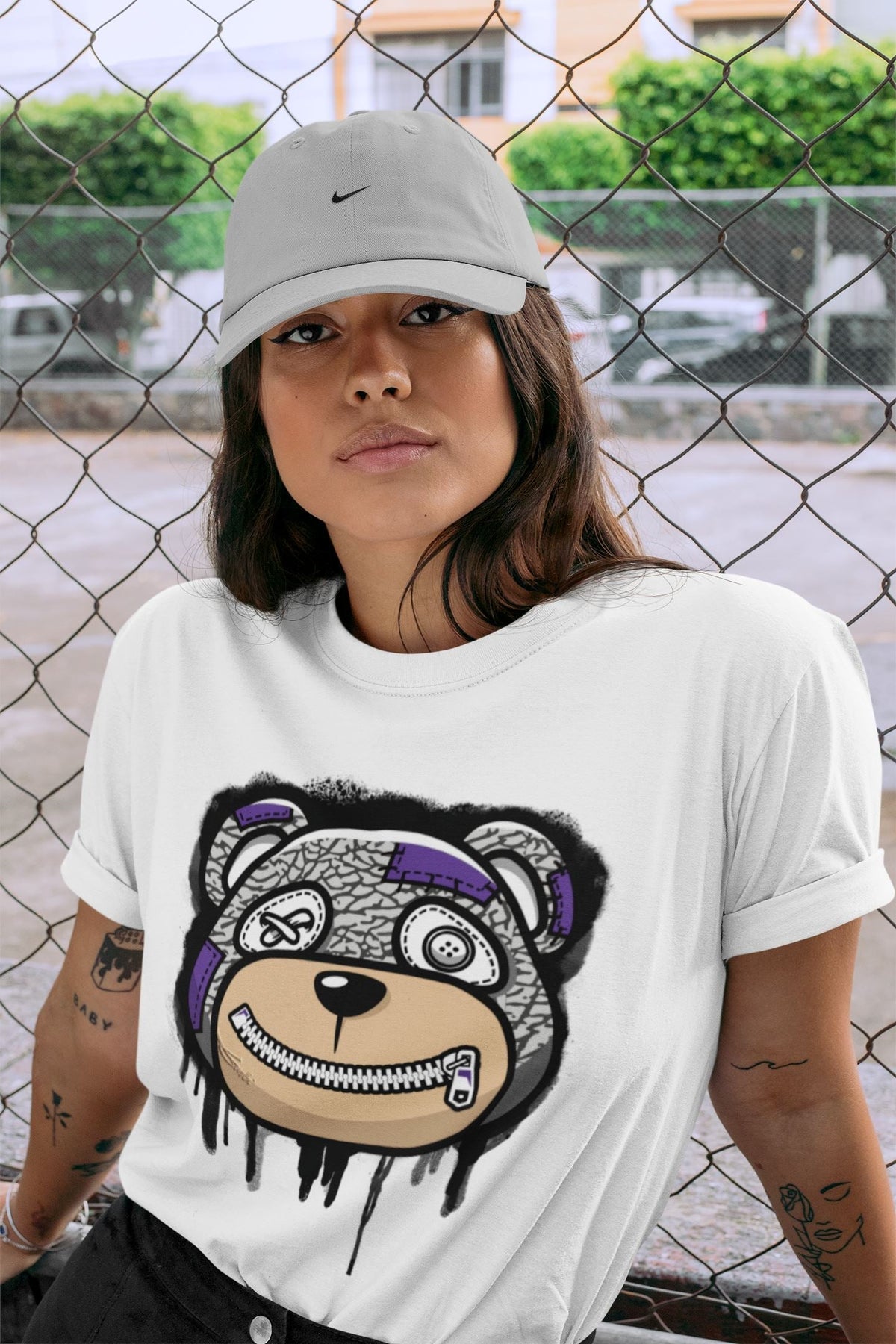 Jordan 3 Dark Iris Sneaker Matching T-Shirt Bear Face Sneaker Tees Jordan 3 Dark Iris Sneaker Release Tees Crew Neck Tees