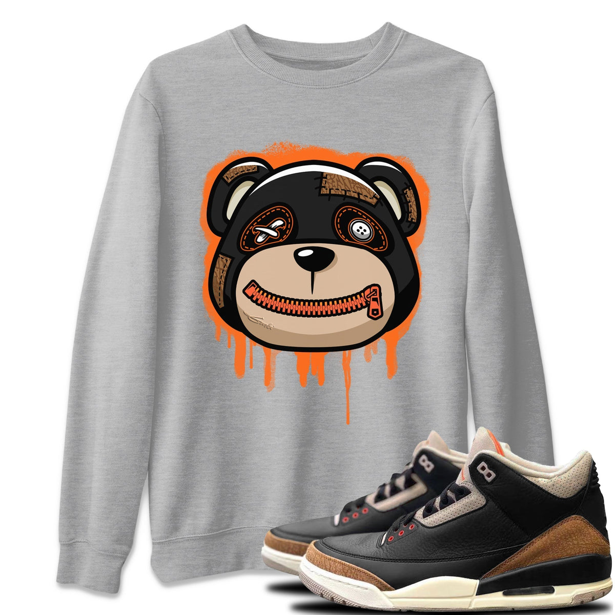 Jordan 3 Desert Elephant Sneaker Matching T-Shirt Bear Face Sneaker Tees Jordan 3 Desert Elephant Sneaker Release Tees Crew Neck Tees