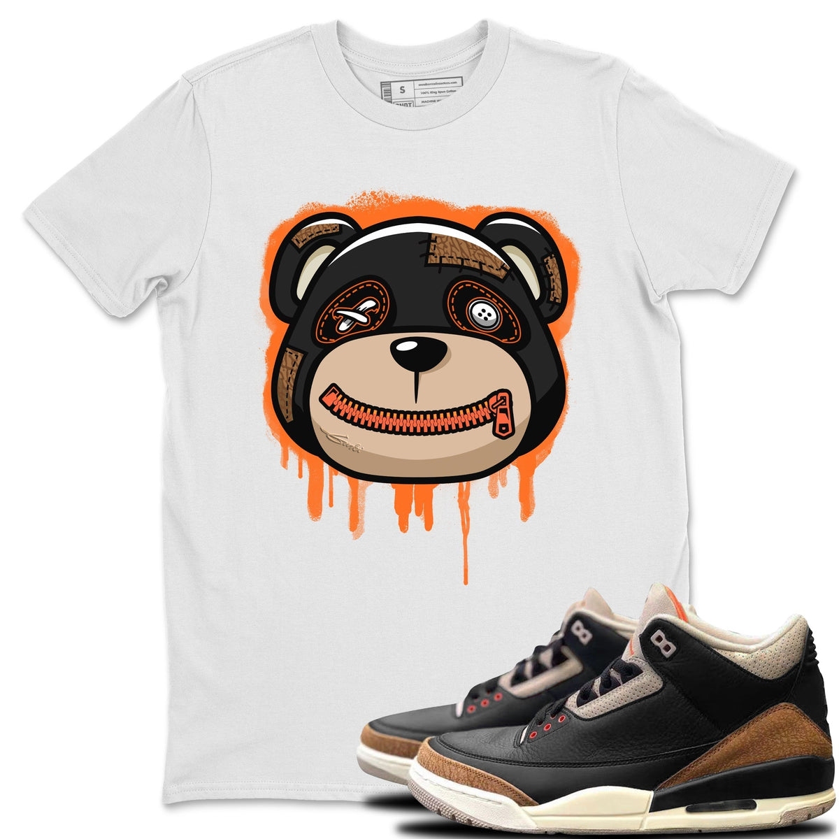 Jordan 3 Desert Elephant Sneaker Matching T-Shirt Bear Face Sneaker Tees Jordan 3 Desert Elephant Sneaker Release Tees Crew Neck Tees