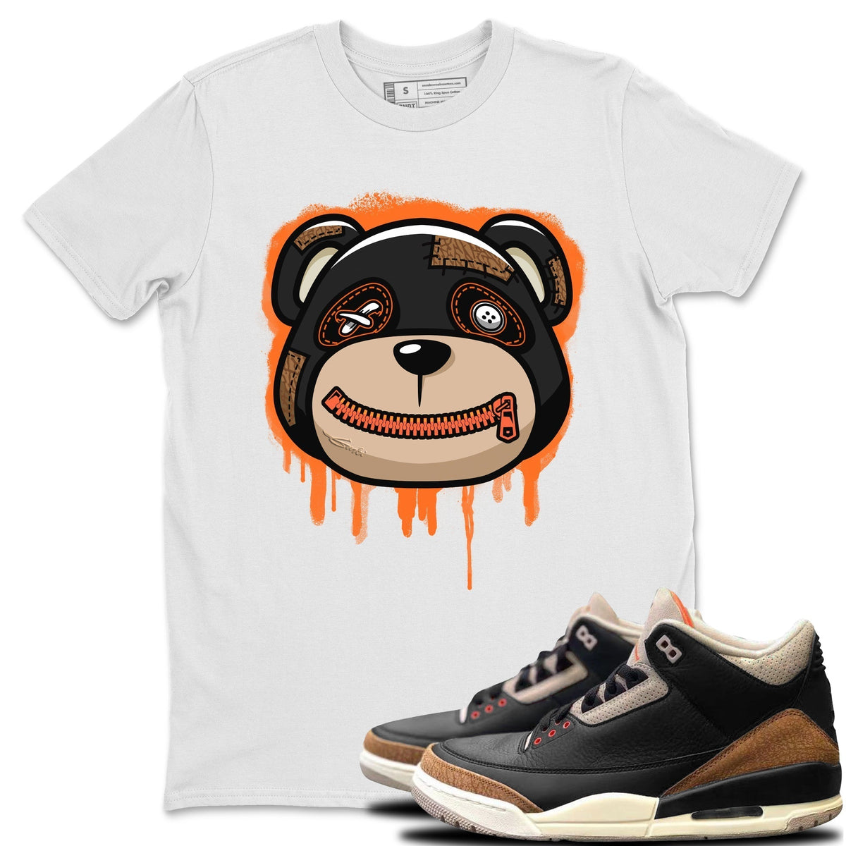 Jordan 3 Desert Elephant Sneaker Matching T-Shirt Bear Face Sneaker Tees Jordan 3 Desert Elephant Sneaker Release Tees Crew Neck Tees
