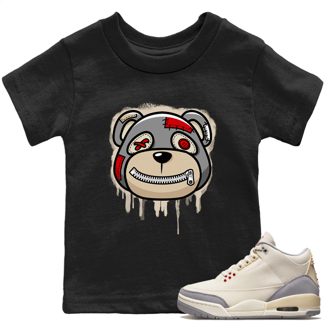Jordan 3 Muslin Sneaker Matching T-Shirt Bear Face Sneaker Tees Jordan 3 Muslin Sneaker Release Tees Kids Shirts