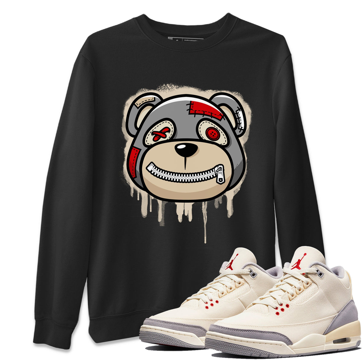 Jordan 3 Muslin Sneaker Matching T-Shirt Bear Face Sneaker Tees Jordan 3 Muslin Sneaker Release Tees Crew Neck Tees