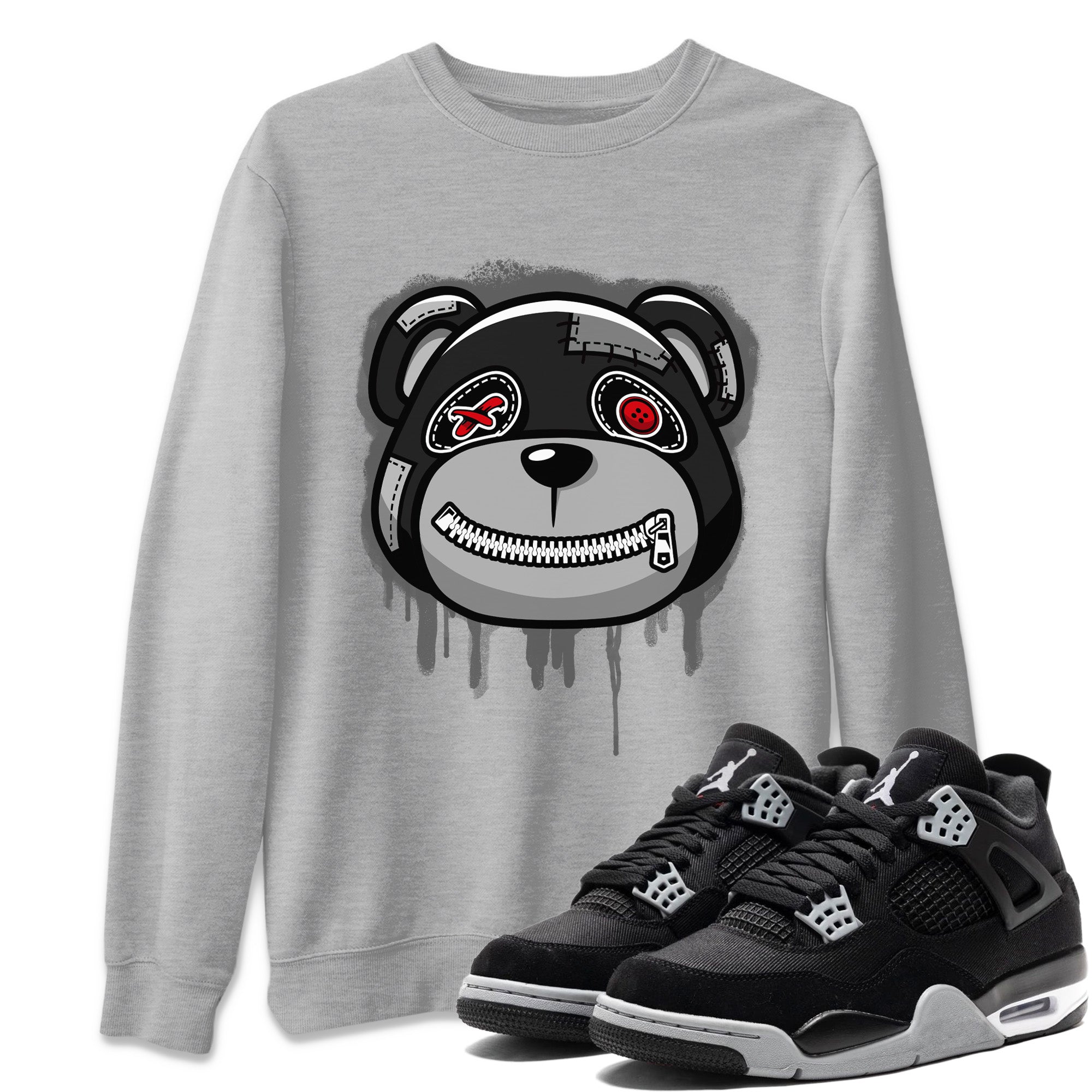 Jordan 4 Black Canvas Sneaker Matching T-Shirt Bear Face Sneaker Tees Jordan 4 Black Canvas Sneaker Release Tees Crew Neck Tees