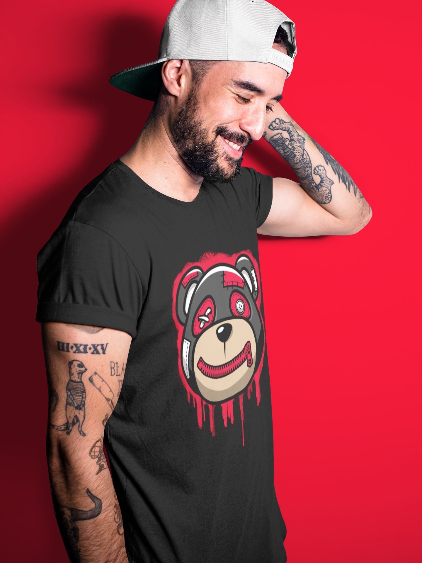 Jordan 4 Red Thunder Sneaker Matching T-Shirt Bear Face Sneaker Tees Jordan 4 Red Thunder Sneaker Release Tees Crew Neck Tees