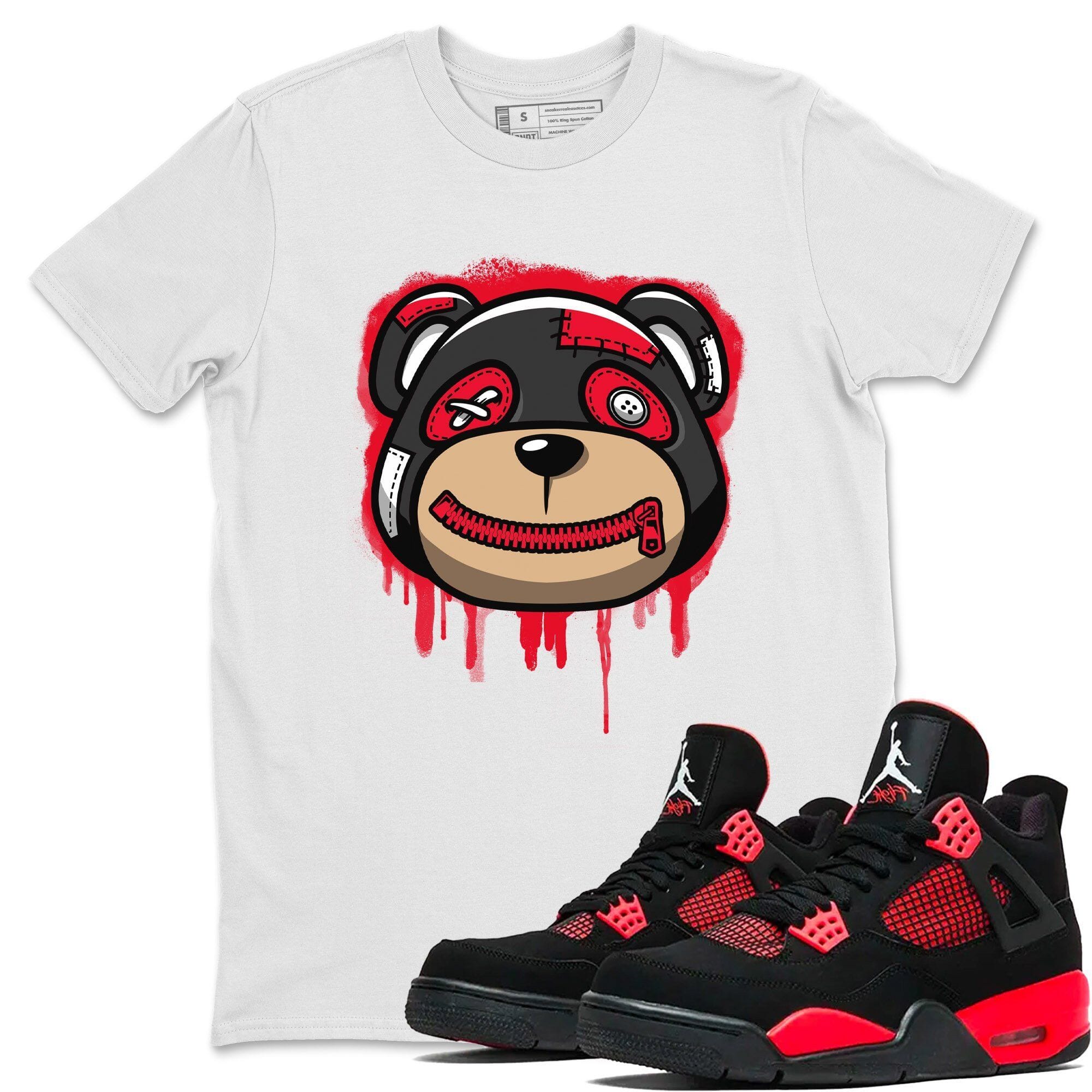 Jordan 4 Red Thunder Sneaker Matching T-Shirt Bear Face Sneaker Tees Jordan 4 Red Thunder Sneaker Release Tees Crew Neck Tees