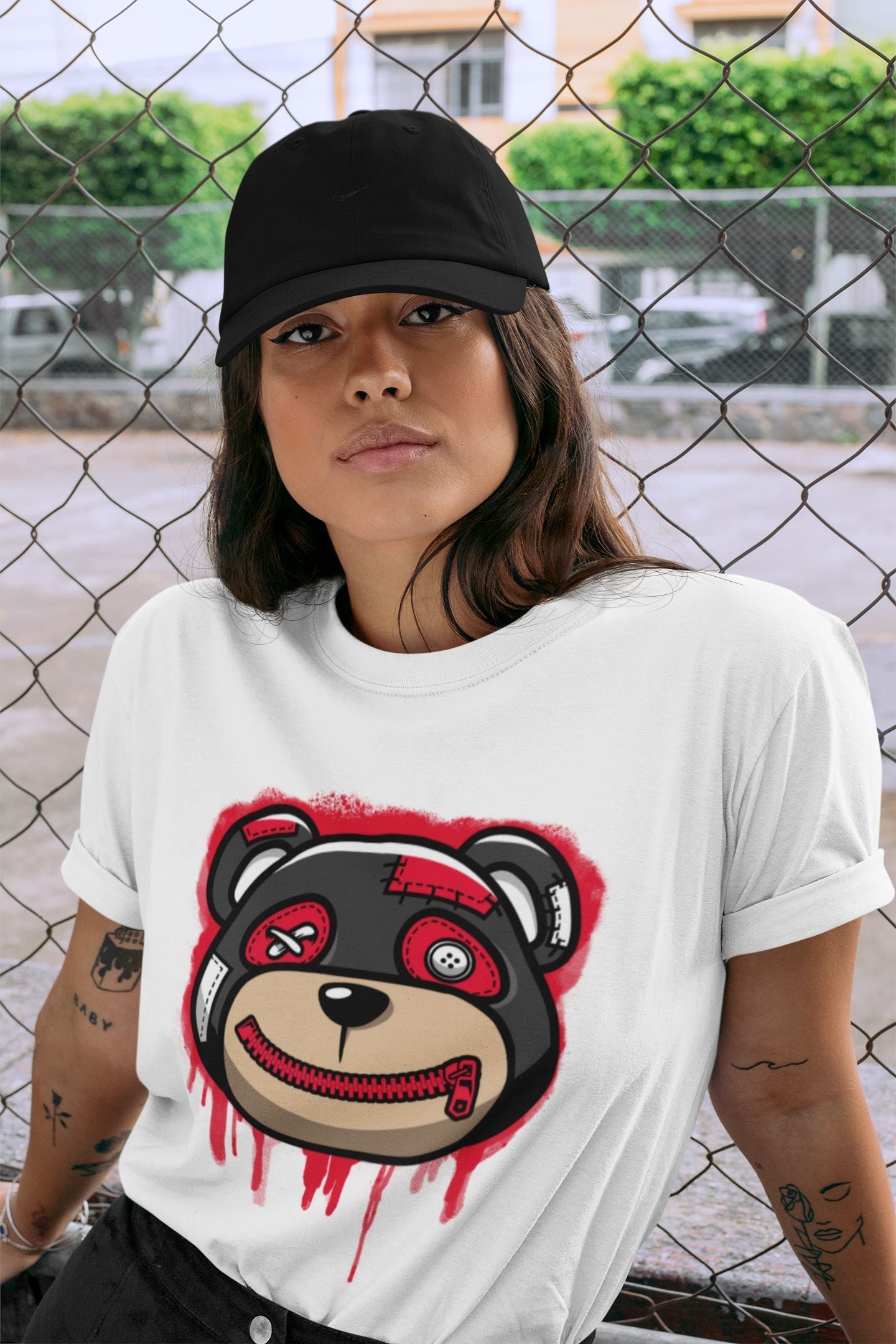 Jordan 4 Red Thunder Sneaker Matching T-Shirt Bear Face Sneaker Tees Jordan 4 Red Thunder Sneaker Release Tees Crew Neck Tees