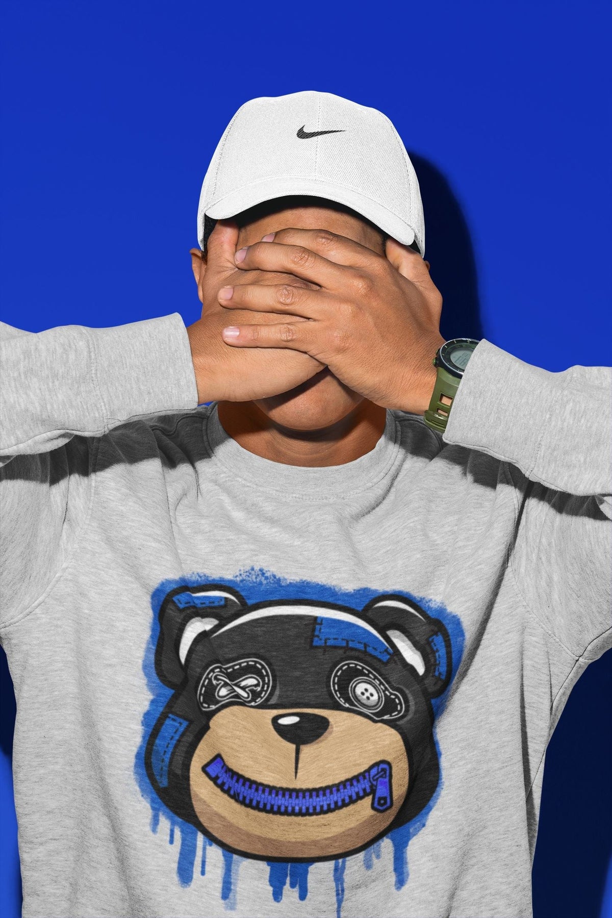Jordan 5 Racer Blue Sneaker Matching T-Shirt Bear Face Sneaker Tees Jordan 5 Racer Blue Sneaker Release Tees Crew Neck Tees