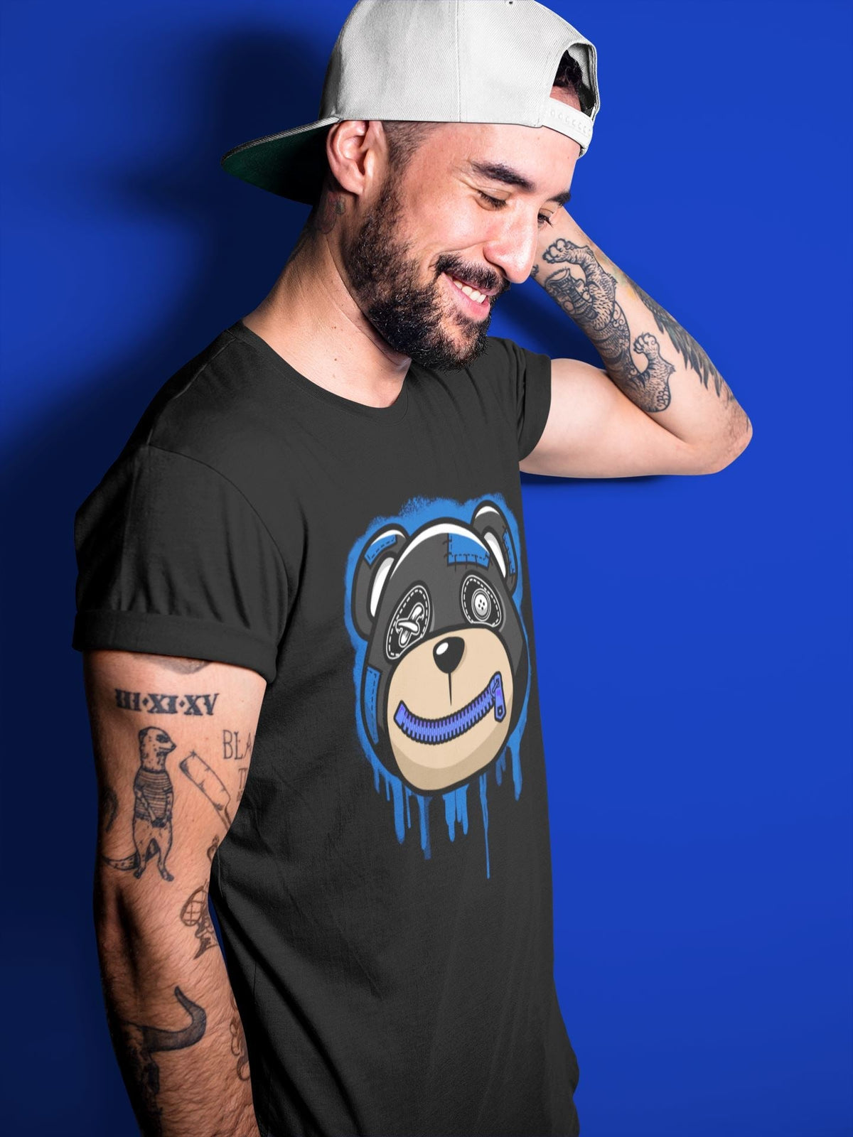 Jordan 5 Racer Blue Sneaker Matching T-Shirt Bear Face Sneaker Tees Jordan 5 Racer Blue Sneaker Release Tees Crew Neck Tees