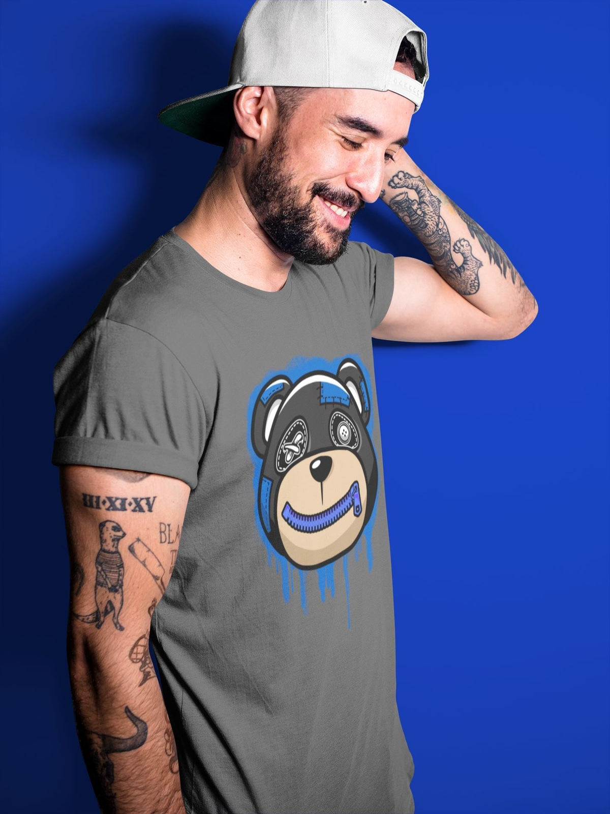 Jordan 5 Racer Blue Sneaker Matching T-Shirt Bear Face Sneaker Tees Jordan 5 Racer Blue Sneaker Release Tees Crew Neck Tees