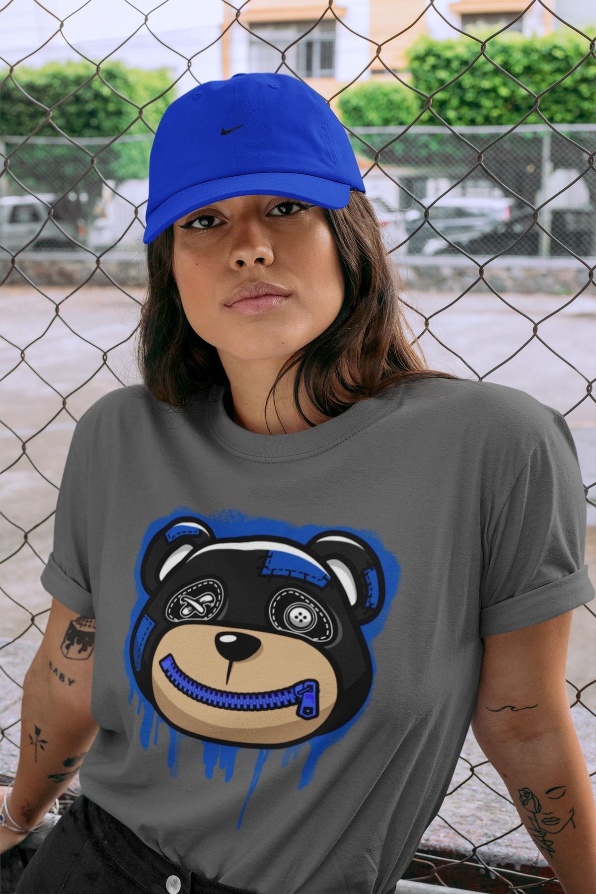 Jordan 5 Racer Blue Sneaker Matching T-Shirt Bear Face Sneaker Tees Jordan 5 Racer Blue Sneaker Release Tees Crew Neck Tees
