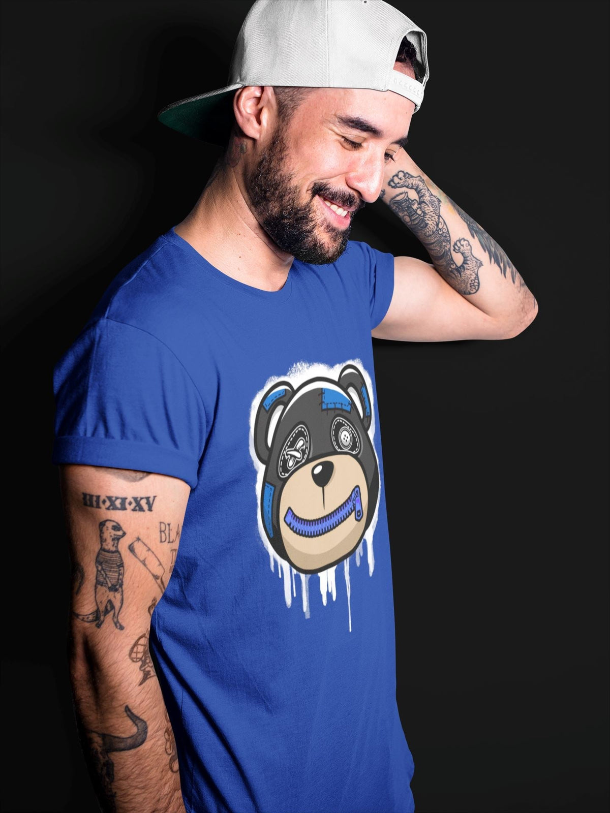 Jordan 5 Racer Blue Sneaker Matching T-Shirt Bear Face Sneaker Tees Jordan 5 Racer Blue Sneaker Release Tees Crew Neck Tees