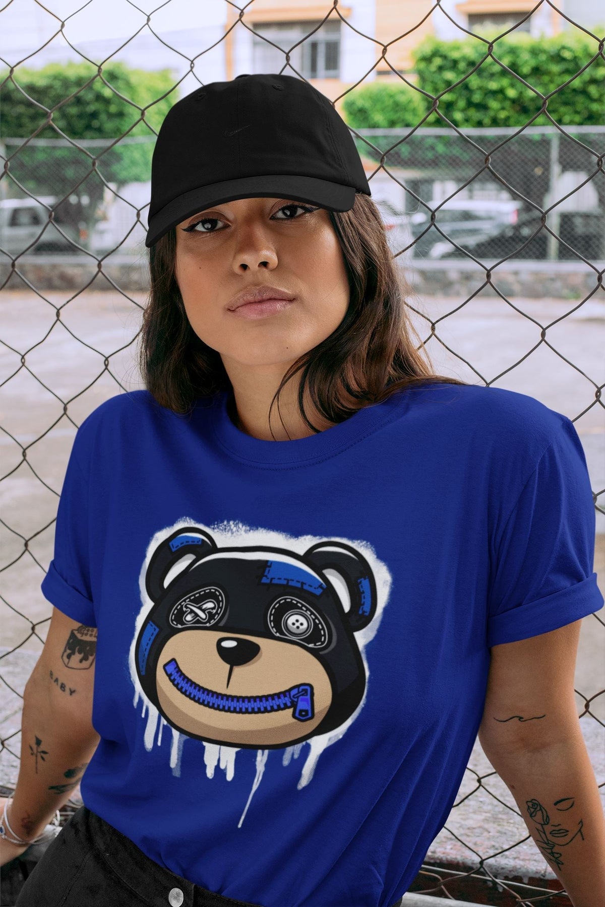 Jordan 5 Racer Blue Sneaker Matching T-Shirt Bear Face Sneaker Tees Jordan 5 Racer Blue Sneaker Release Tees Crew Neck Tees