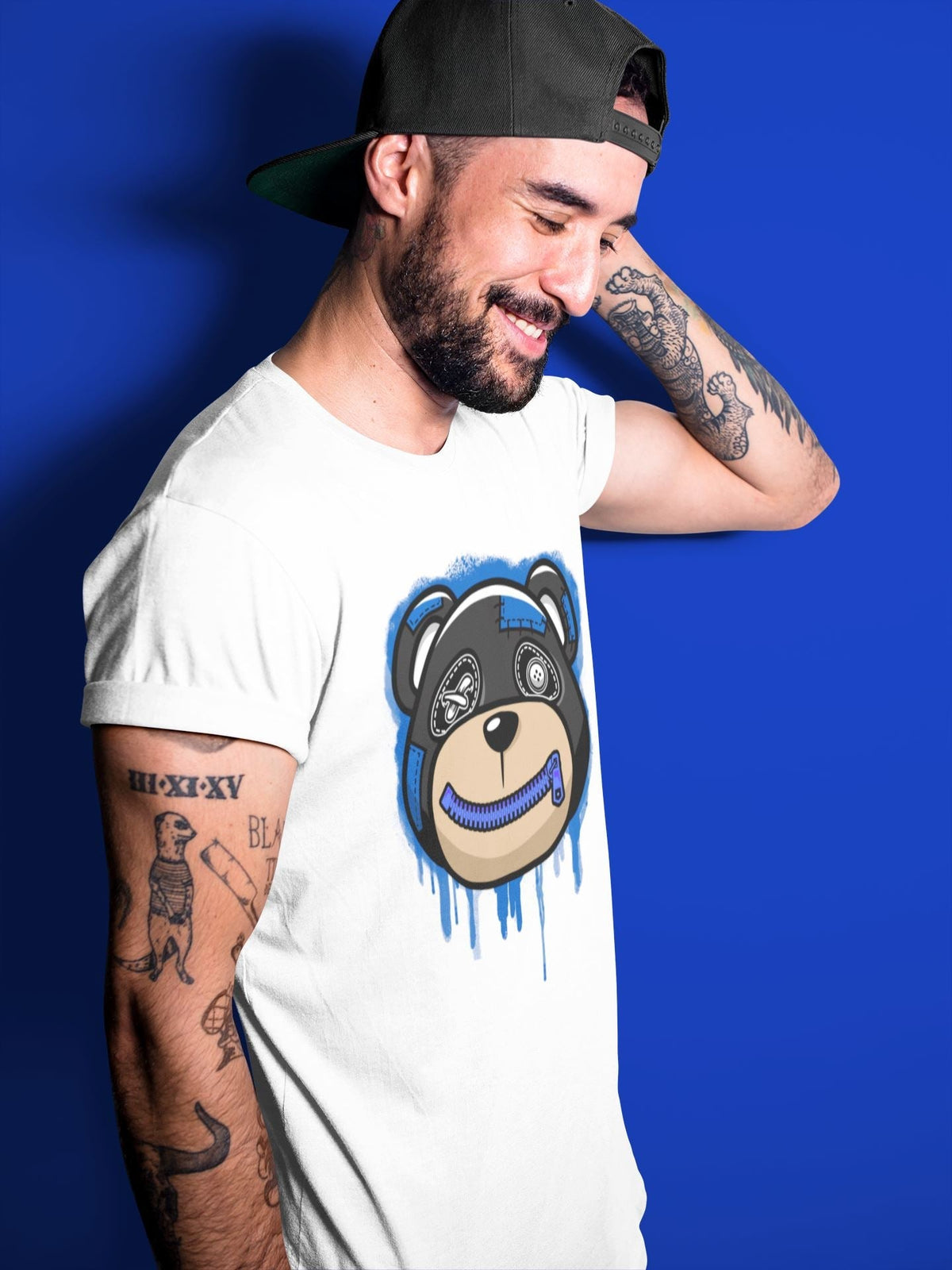 Jordan 5 Racer Blue Sneaker Matching T-Shirt Bear Face Sneaker Tees Jordan 5 Racer Blue Sneaker Release Tees Crew Neck Tees