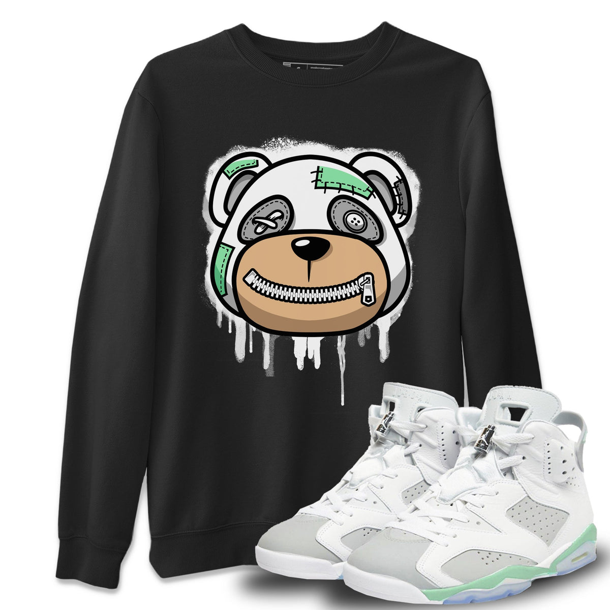 Jordan 6 Mint Foam Sneaker Matching T-Shirt Bear Face Sneaker Tees Jordan 6 Mint Foam Sneaker Release Tees Crew Neck Tees