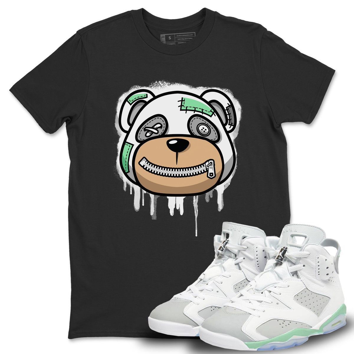 Jordan 6 Mint Foam Sneaker Matching T-Shirt Bear Face Sneaker Tees Jordan 6 Mint Foam Sneaker Release Tees Crew Neck Tees