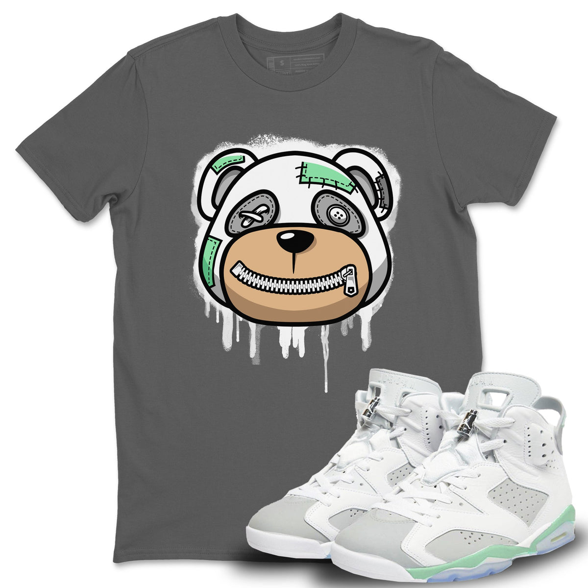 Jordan 6 Mint Foam Sneaker Matching T-Shirt Bear Face Sneaker Tees Jordan 6 Mint Foam Sneaker Release Tees Crew Neck Tees