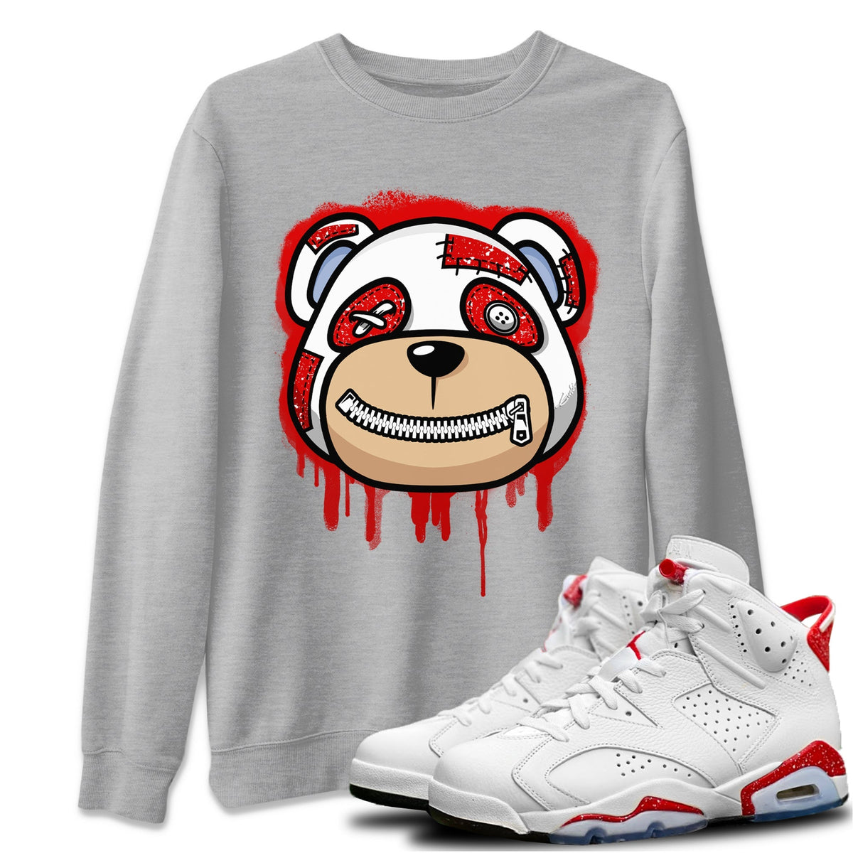 Jordan 6 Red Velvet Cookies Sneaker Matching T-Shirt Bear Face Sneaker Tees Jordan 6 Red Velvet Cookies Sneaker Release Tees Crew Neck Tees