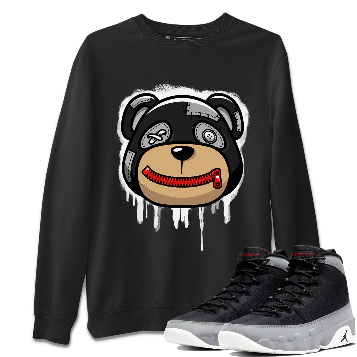 Jordan 9 Particle Grey Shirt To Match Jordans Bear Face Sneaker Tees Jordan 9 Particle Grey Drip Gear Zone Sneaker Matching Clothing Unisex Shirts