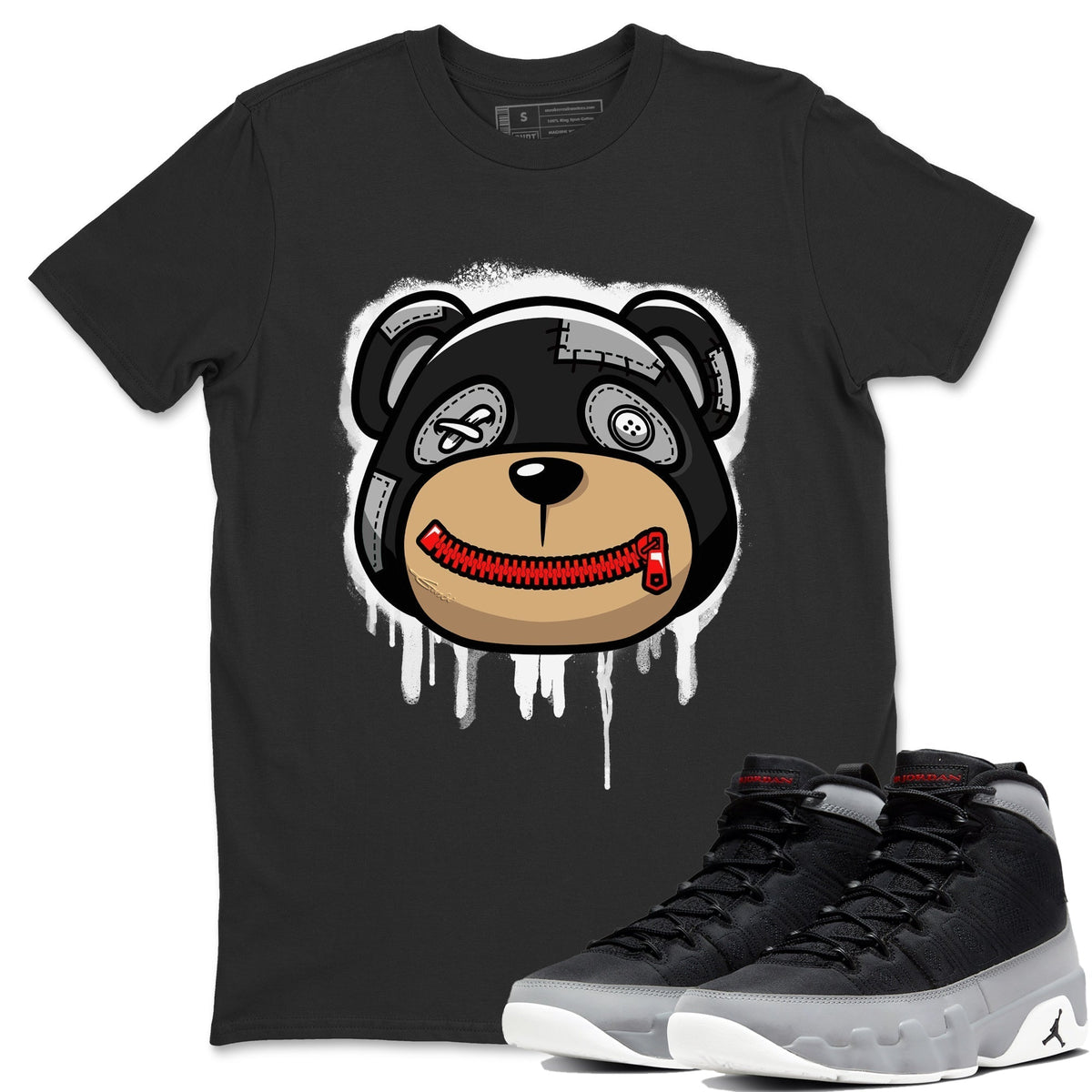 Jordan 9 Particle Grey Shirt To Match Jordans Bear Face Sneaker Tees Jordan 9 Particle Grey Drip Gear Zone Sneaker Matching Clothing Unisex Shirts