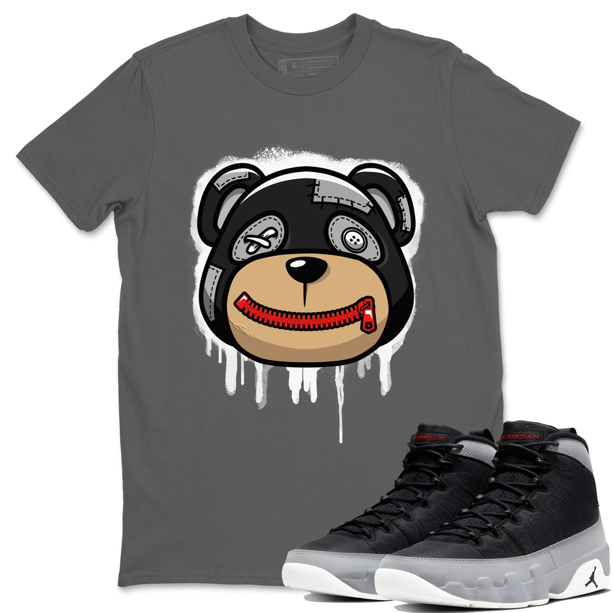 Jordan 9 Particle Grey Shirt To Match Jordans Bear Face Sneaker Tees Jordan 9 Particle Grey Drip Gear Zone Sneaker Matching Clothing Unisex Shirts