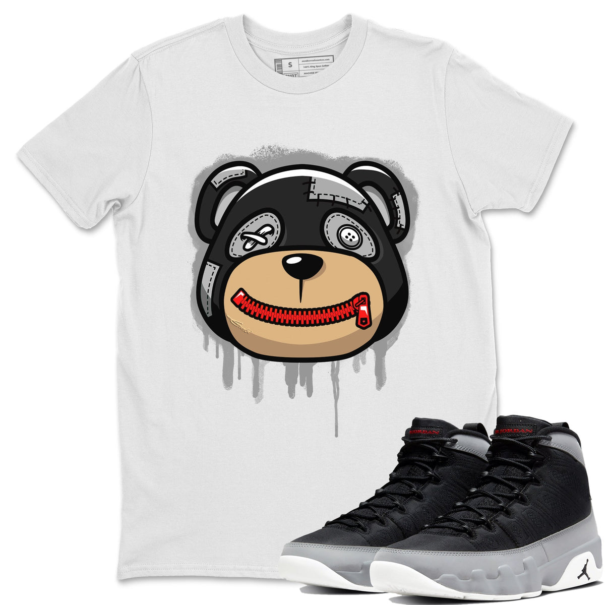 Jordan 9 Particle Grey Shirt To Match Jordans Bear Face Sneaker Tees Jordan 9 Particle Grey Drip Gear Zone Sneaker Matching Clothing Unisex Shirts