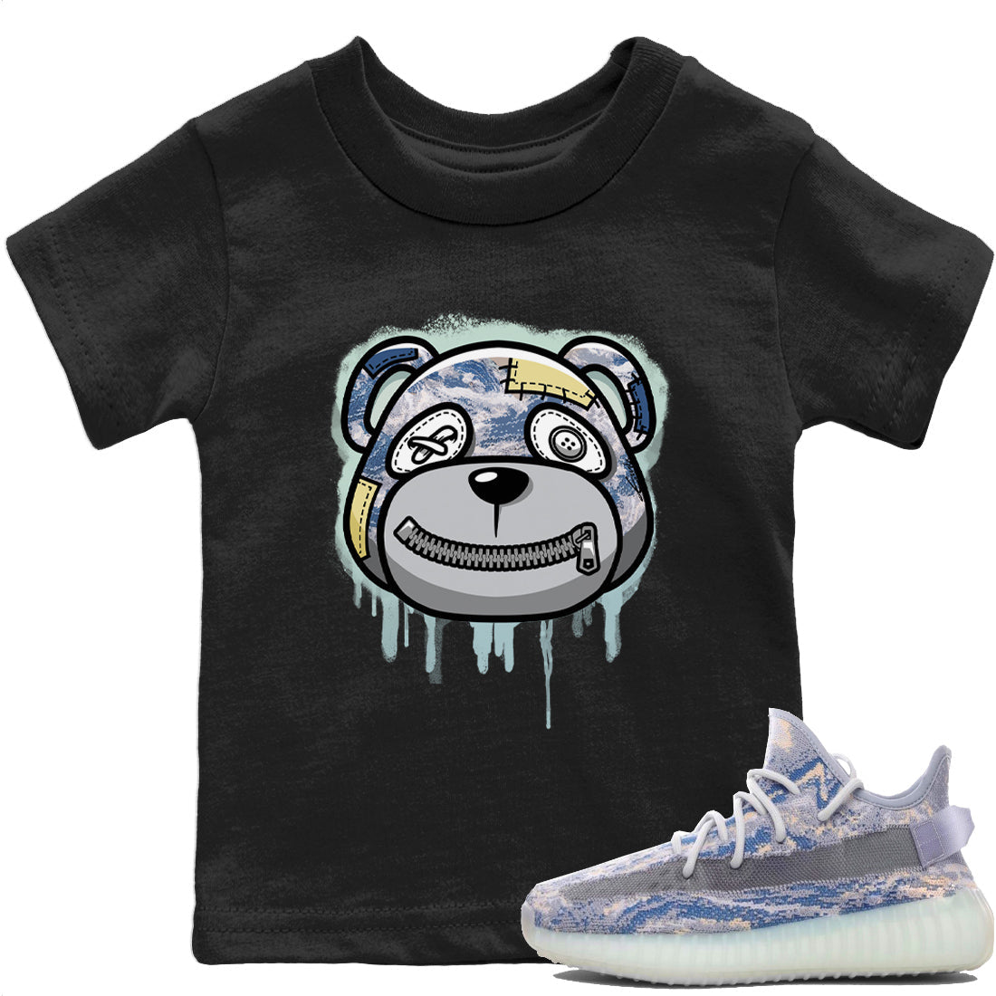 Yeezy 350 MX Blue Shirt To Match Jordans Bear Face Sneaker Tees Yeezy 350 MX Blue Drip Gear Zone Sneaker Matching Clothing Kids Shirts