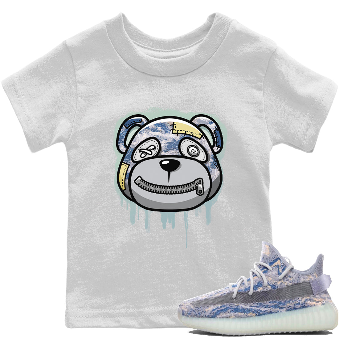 Yeezy 350 MX Blue Shirt To Match Jordans Bear Face Sneaker Tees Yeezy 350 MX Blue Drip Gear Zone Sneaker Matching Clothing Kids Shirts