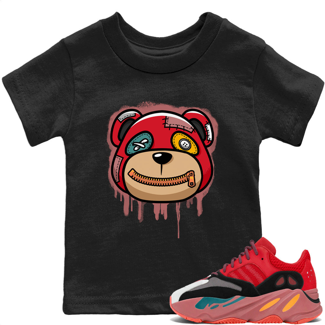 Yeezy 700 Hi-Res Red Shirt To Match Jordans Bear Face Sneaker Tees Yeezy 700 Hi-Res Red Drip Gear Zone Sneaker Matching Clothing Kids Shirts