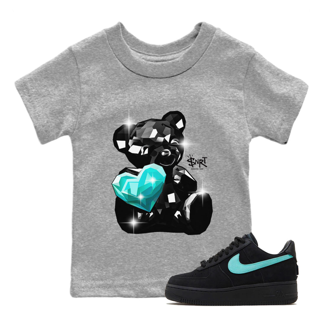 Air Force 1 Tiffany Sneaker Tees Drip Gear Zone Bear Germs Sneaker Tees Air Force 1 Low x Tiffany Shirt Kids Shirts Heather Grey 1