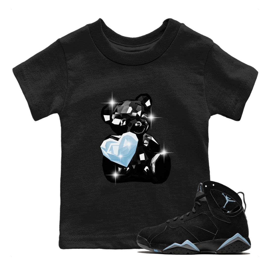 Air Jordan 7 Chambray Sneaker Match Tees Bear Germs Streetwear Sneaker Shirt AJ7 Chambray Drip Gear Zone Sneaker Matching Clothing Kids Shirts Black 1
