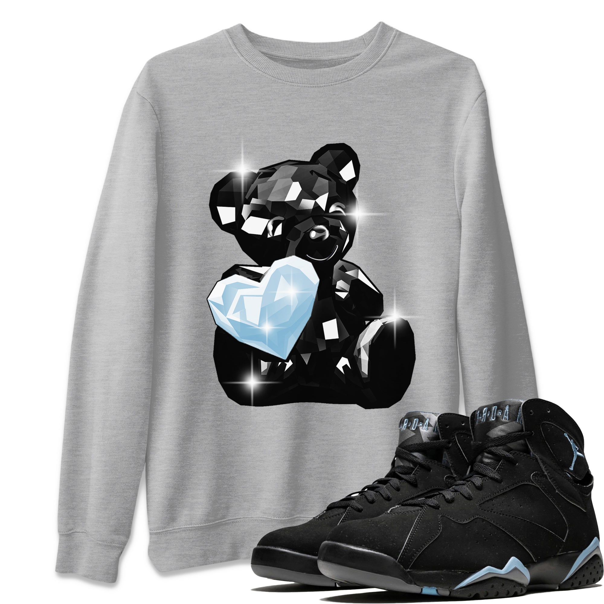 Air Jordan 7 Chambray Sneaker Match Tees Bear Germs Streetwear Sneaker Shirt AJ7 Chambray Drip Gear Zone Sneaker Matching Clothing Unisex Shirts Heather Grey 1