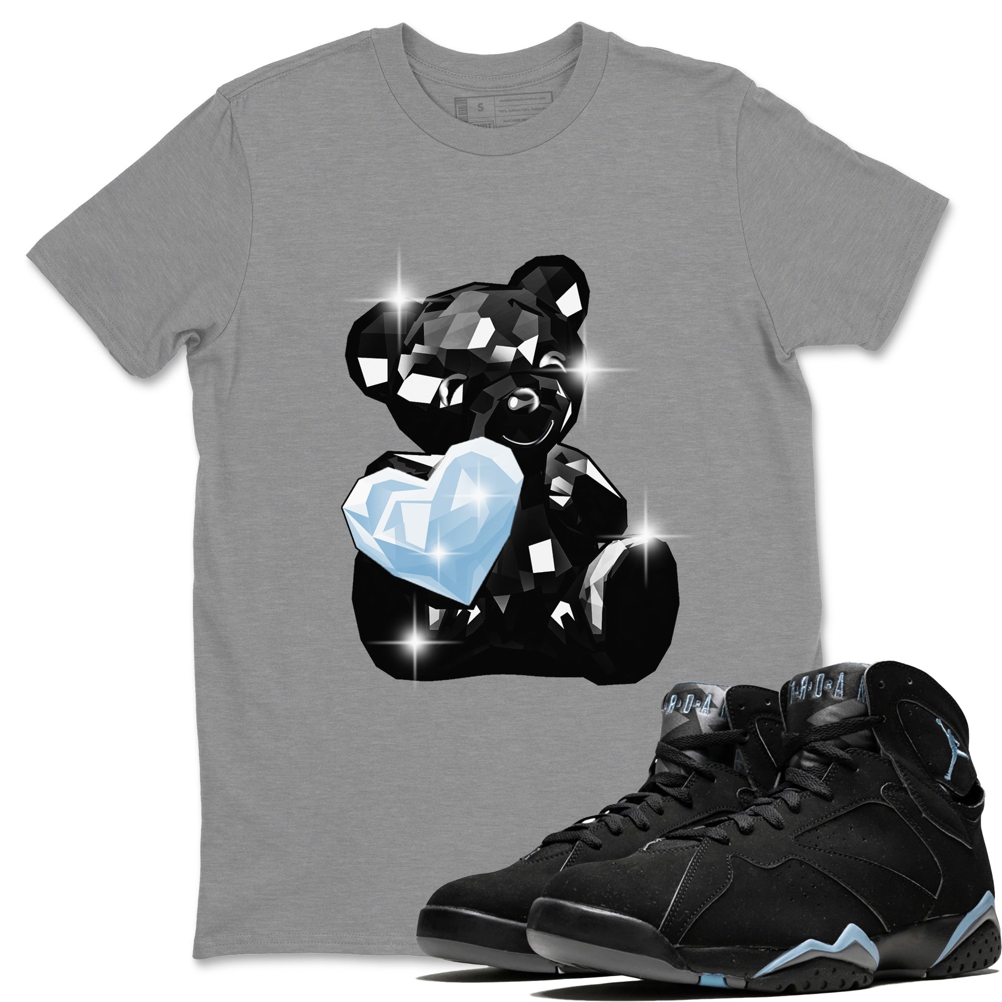 Air Jordan 7 Chambray Sneaker Match Tees Bear Germs Streetwear Sneaker Shirt AJ7 Chambray Drip Gear Zone Sneaker Matching Clothing Unisex Shirts Heather Grey 1