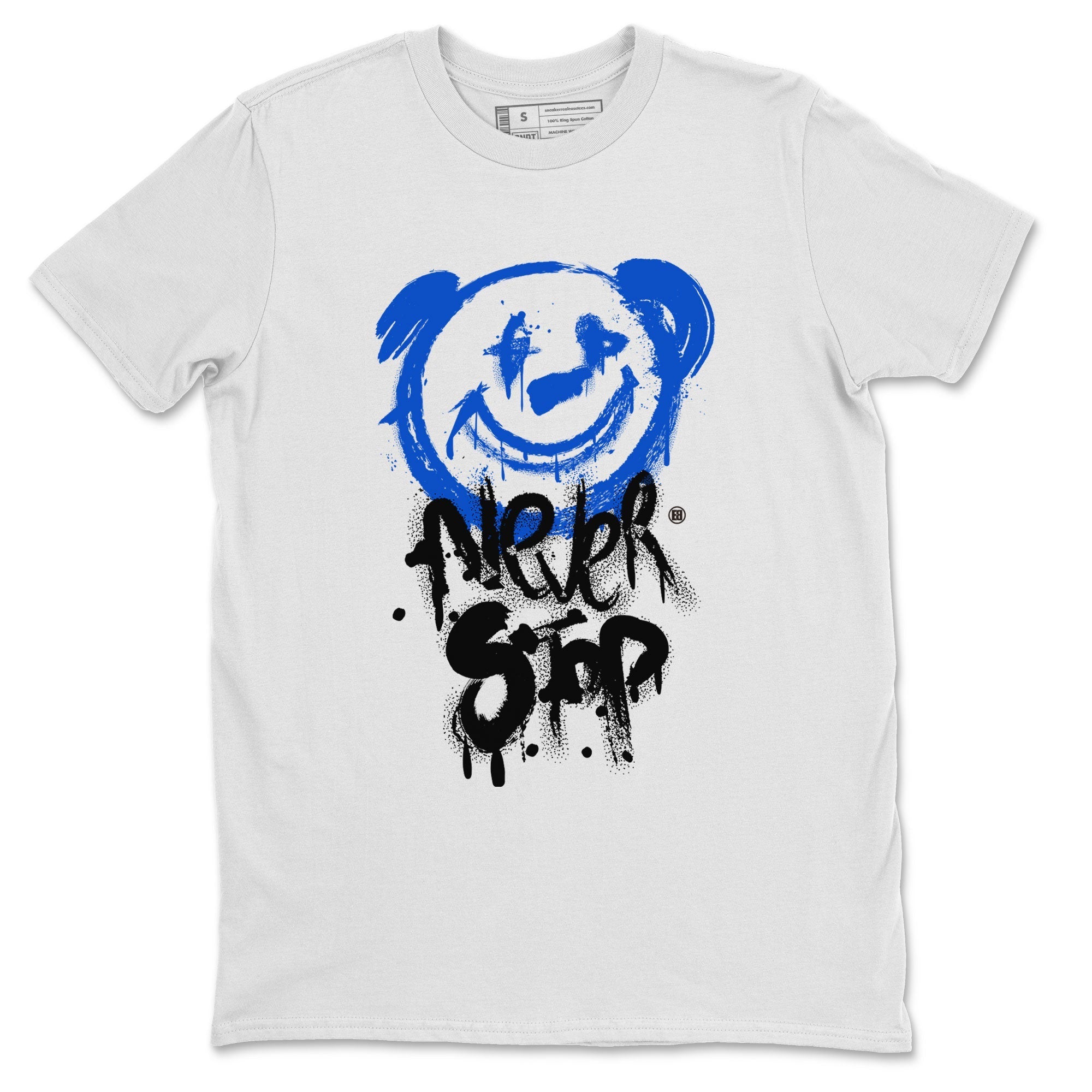 Air Jordan 1 Royal Reimagined shirt to match jordans Bear Never Stop sneaker tees Air Jordan 1 Royal Reimagined Drip Gear Zones Streetwear Casual Fit White 2 T-Shirt