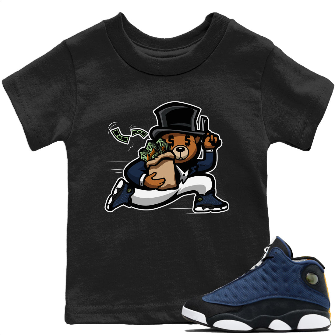 Jordan 13 Brave Blue Sneaker Matching T-Shirt Bear Steals Sneaker Tees Jordan 13 Brave Blue Sneaker Release Tees Kids Shirts