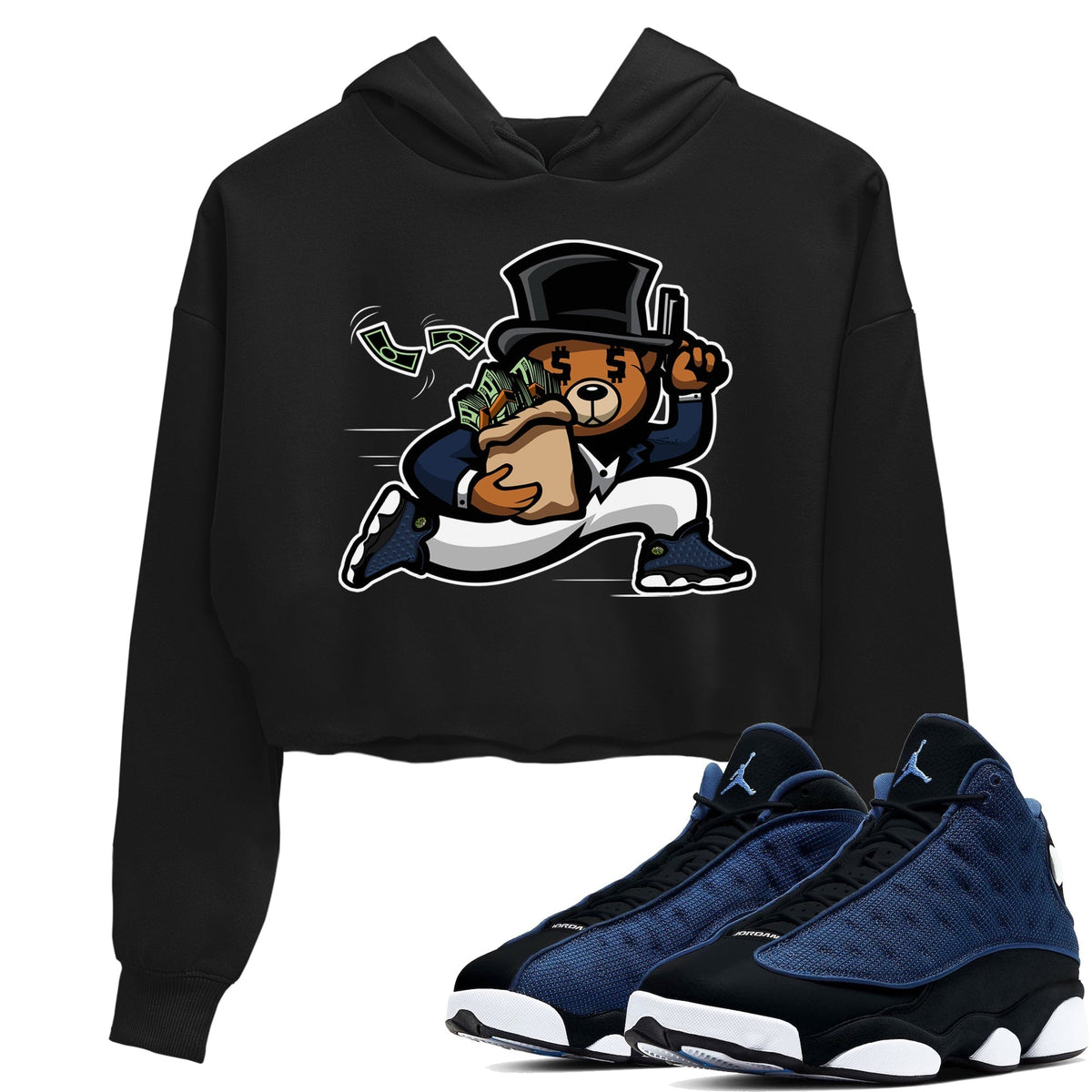 Jordan 13 Brave Blue Sneaker Matching T-Shirt Bear Steals Sneaker Tees Jordan 13 Brave Blue Sneaker Release Tees Women's Shirts
