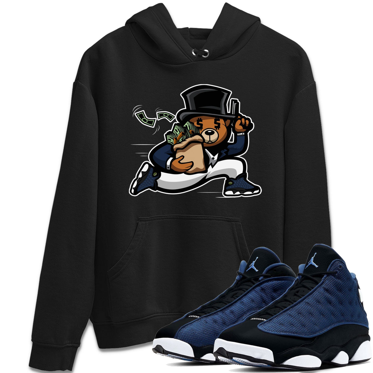Jordan 13 Brave Blue Sneaker Matching T-Shirt Bear Steals Sneaker Tees Jordan 13 Brave Blue Sneaker Release Tees Crew Neck Tees