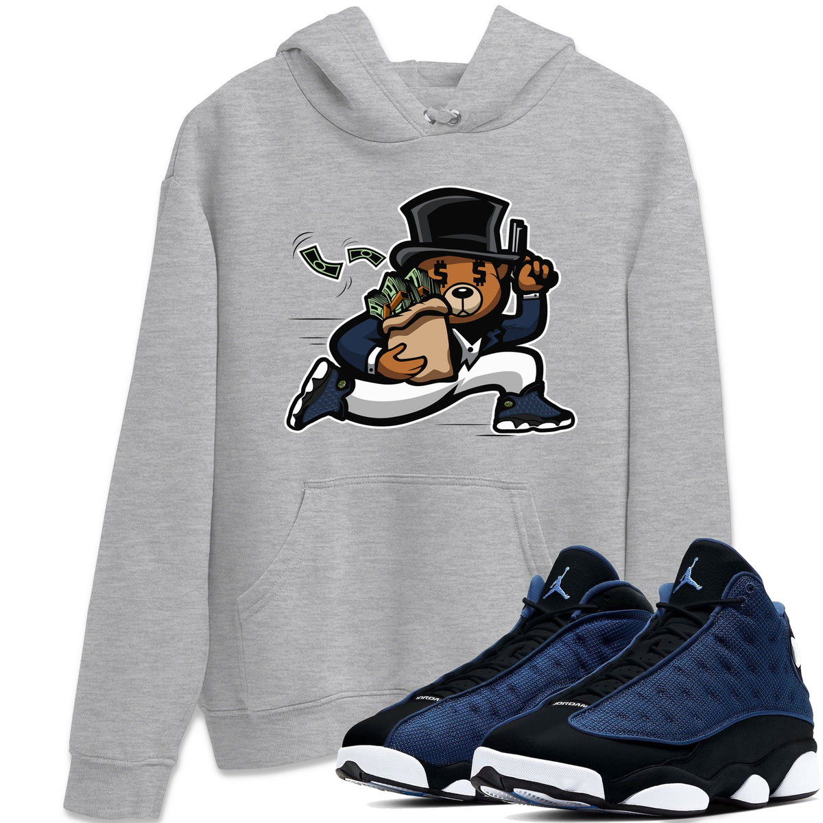 Jordan 13 Brave Blue Sneaker Matching T-Shirt Bear Steals Sneaker Tees Jordan 13 Brave Blue Sneaker Release Tees Crew Neck Tees