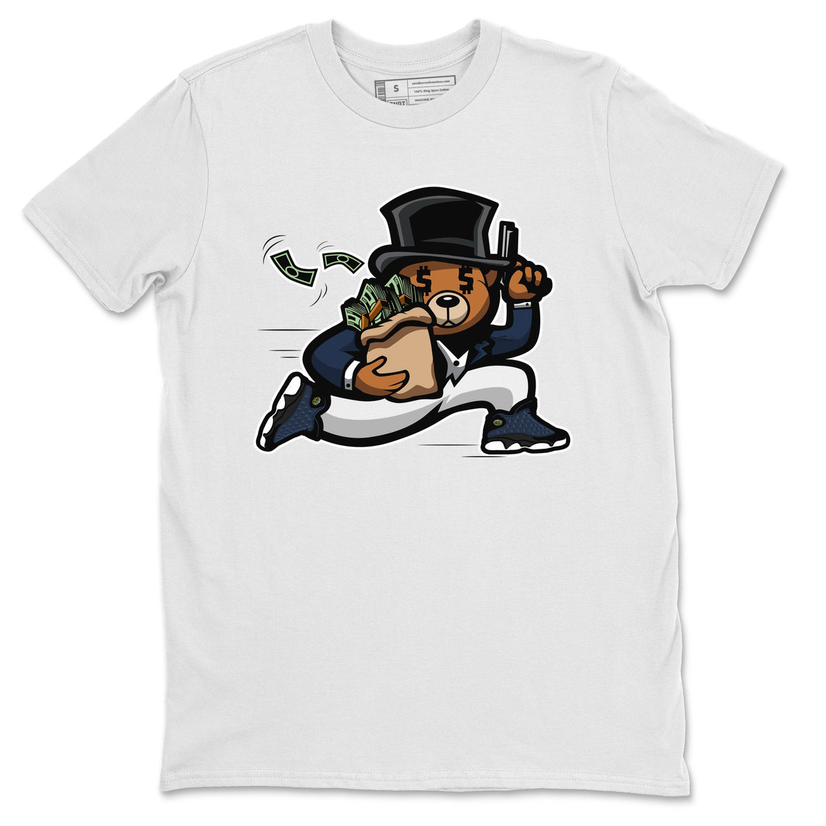 Jordan 13 Brave Blue Sneaker Matching T-Shirt Bear Steals Sneaker Tees Jordan 13 Brave Blue Sneaker Release Tees Crew Neck Tees