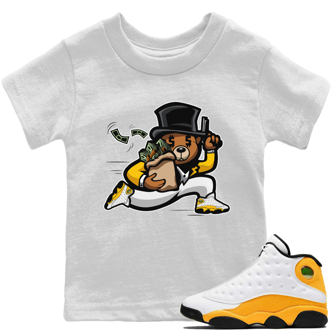 Jordan 13 Del Sol Sneaker Matching T-Shirt Bear Steals Sneaker Tees Jordan 13 Del Sol Sneaker Release Tees Kids Shirts