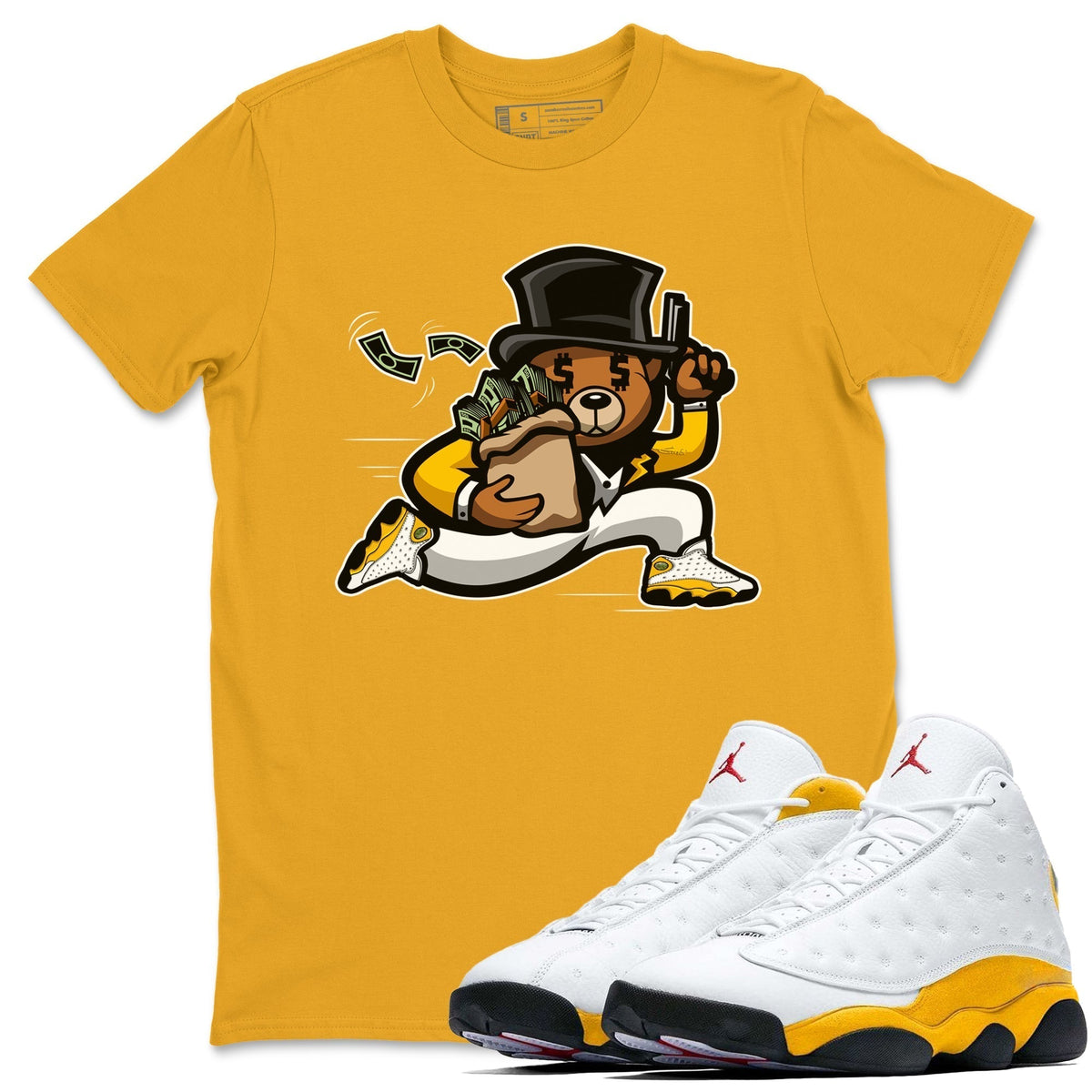 Jordan 13 Del Sol Sneaker Matching T-Shirt Bear Steals Sneaker Tees Jordan 13 Del Sol Sneaker Release Tees Crew Neck Tees