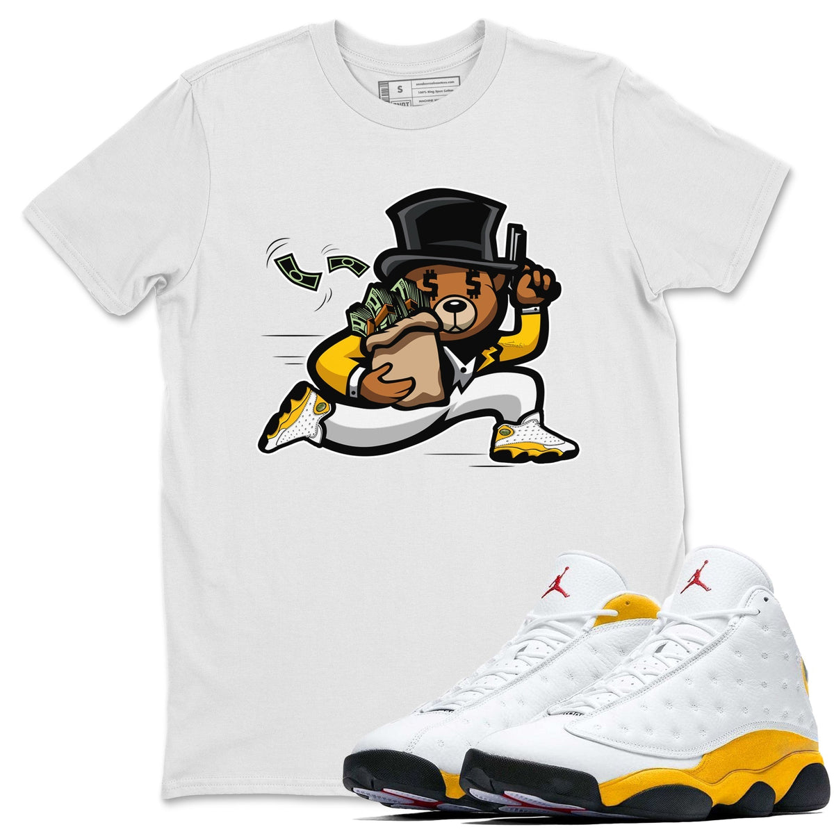 Jordan 13 Del Sol Sneaker Matching T-Shirt Bear Steals Sneaker Tees Jordan 13 Del Sol Sneaker Release Tees Crew Neck Tees