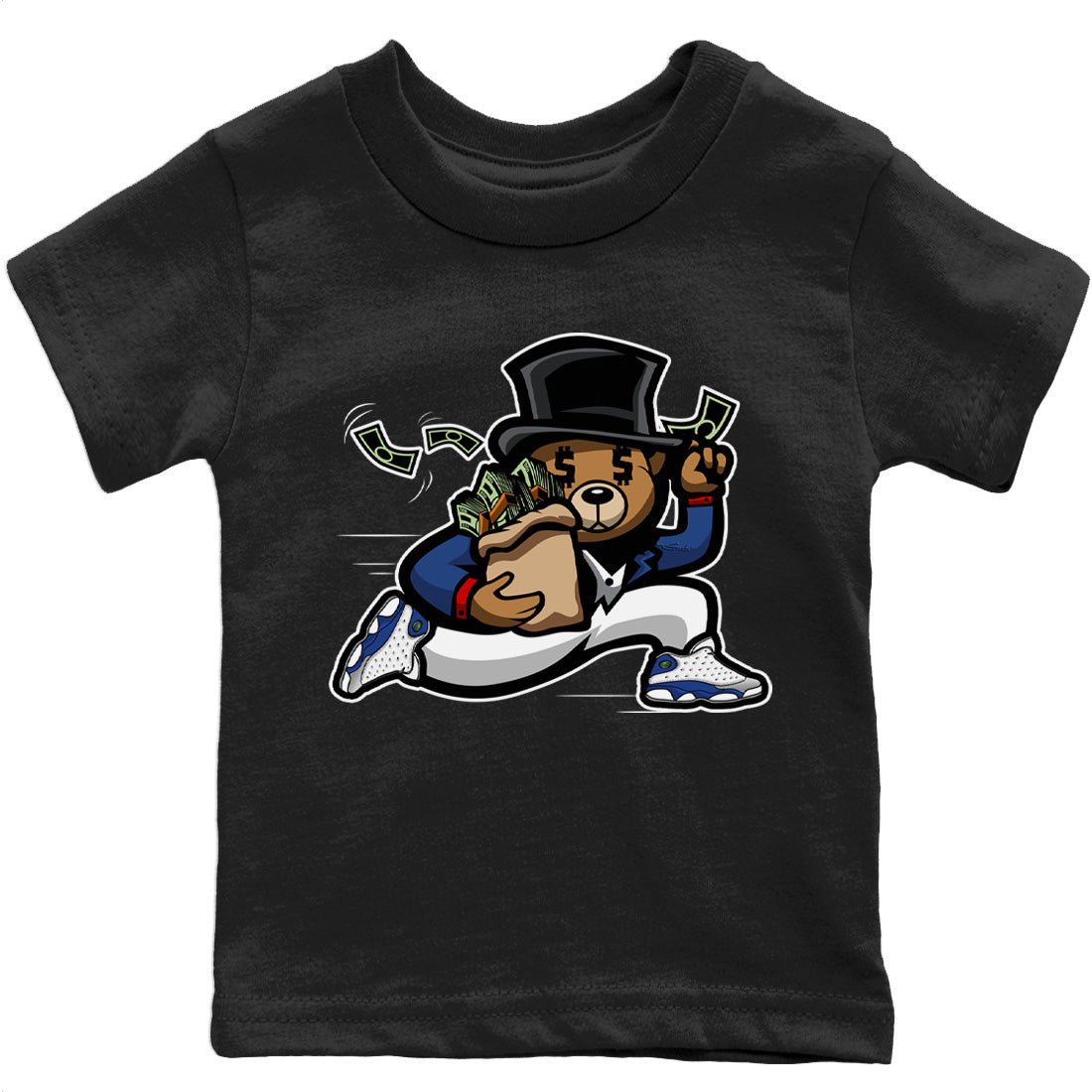 Jordan 13 French Blue Sneaker Matching T-Shirt Bear Steals Sneaker Tees Jordan 13 French Blue Sneaker Release Tees Kids Shirts