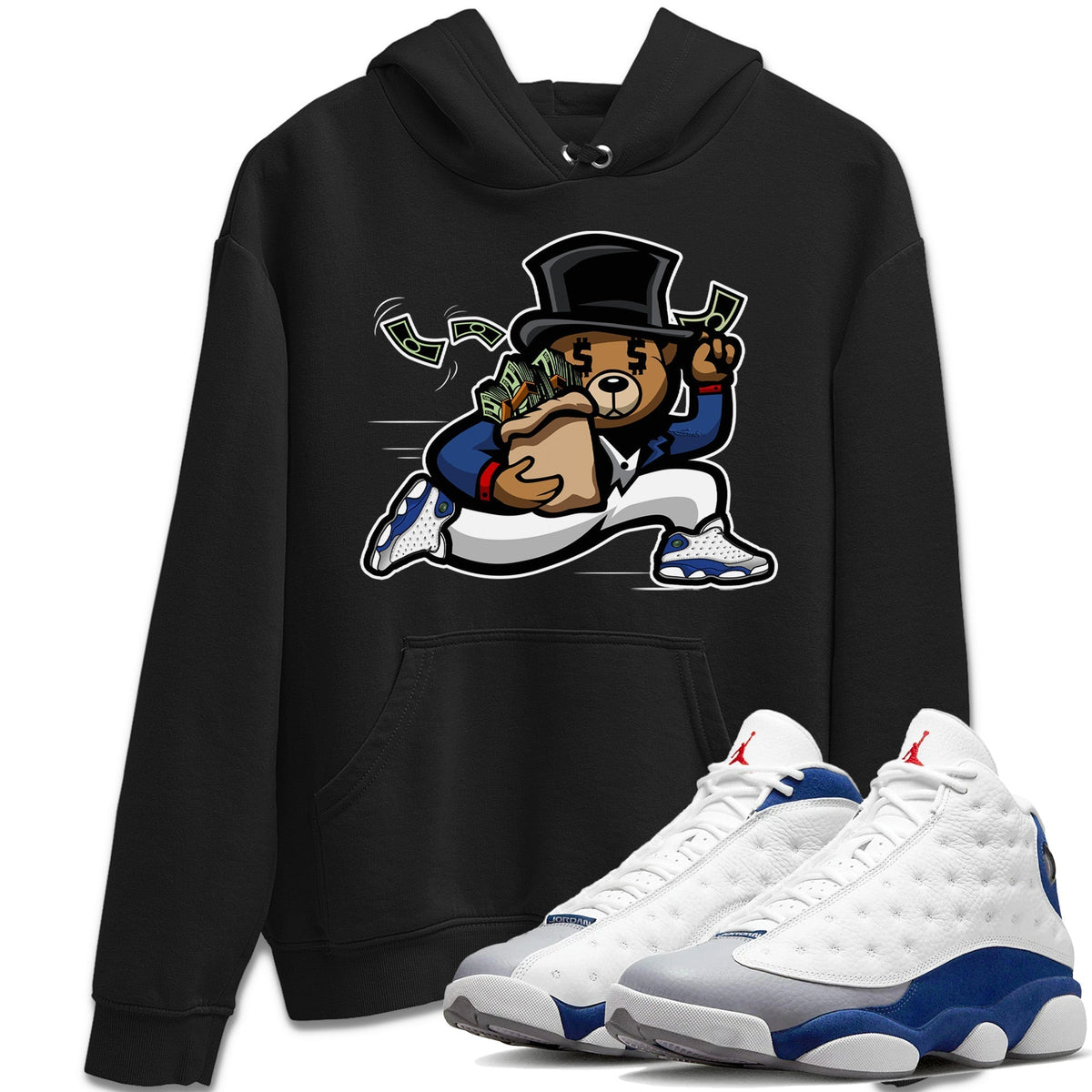 Jordan 13 French Blue Sneaker Matching T-Shirt Bear Steals Sneaker Tees Jordan 13 French Blue Sneaker Release Tees Crew Neck Tees
