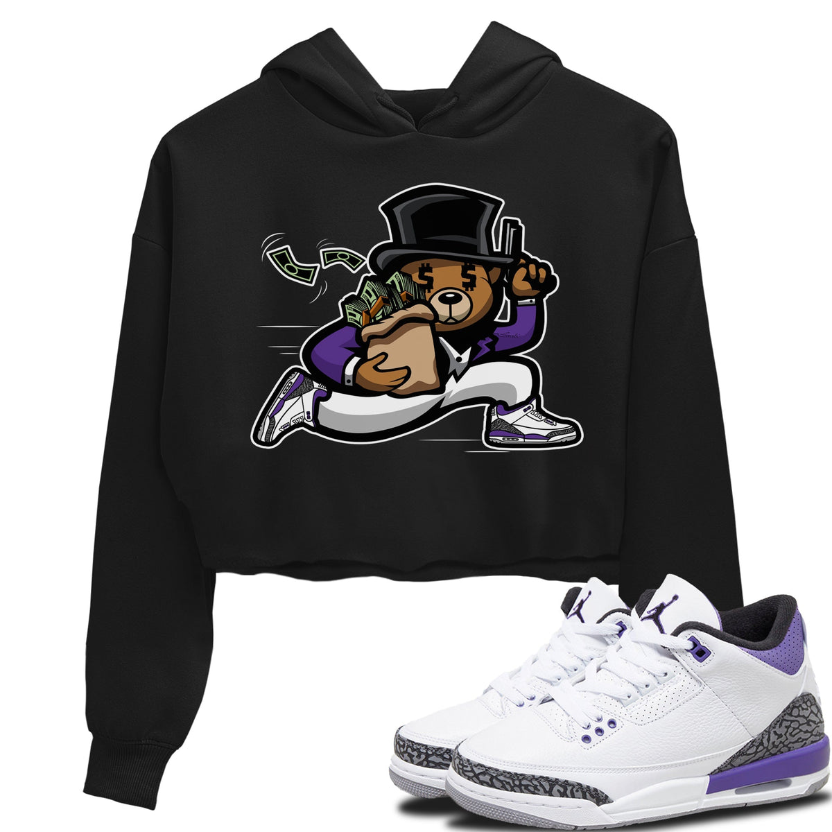 Jordan 3 Dark Iris Sneaker Matching T-Shirt Bear Steals Sneaker Tees Jordan 3 Dark Iris Sneaker Release Tees Women's Shirts