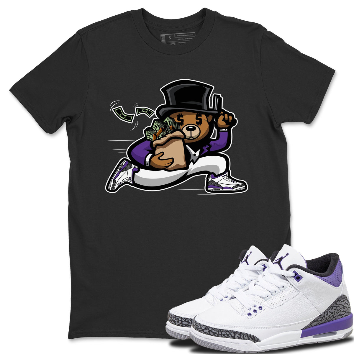 Jordan 3 Dark Iris Sneaker Matching T-Shirt Bear Steals Sneaker Tees Jordan 3 Dark Iris Sneaker Release Tees Crew Neck Tees